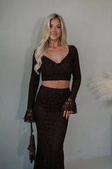 Stella Lace Maxi Skirt Set-Brown