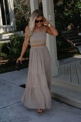 Jenni Tiered Skirt Set-Taupe