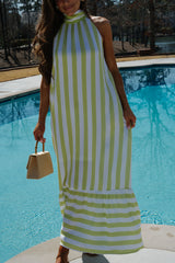 Kylie Striped Maxi Dress-Lime