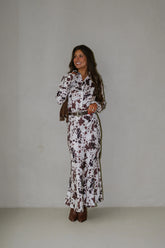Belted Maxi Skirt-Cow Print