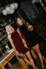 Karmen Velvet Mini Dress-Black