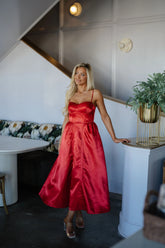 Jingle Bell Midi Dress-Red