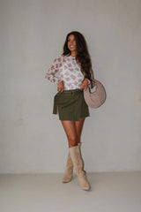 Ivory Floral Mesh Top