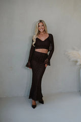 Stella Lace Maxi Skirt Set-Brown