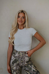 Seamless Short Sleeve Top-Heather Grey
