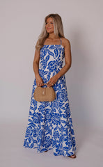 Athena Maxi Dress-White/Blue
