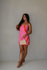 Scallop Lace Trim Linen Mini Dress