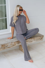 Dylan Striped Pants Set-Dusty Blue