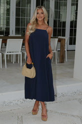 Bubble Hem Midi Dress- Midnight