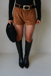 Astrid Corduroy Shorts-Brown