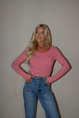 Ridley Striped Top-Red