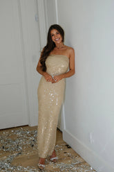 Lillie Sequin Maxi Dress-Gold