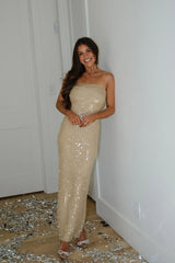 Lillie Sequin Maxi Dress-Gold