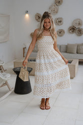Lane Smocked Eyelet Maxi Dress-Natural