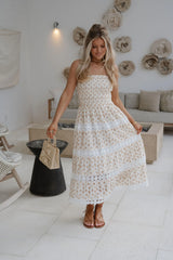 Lane Smocked Eyelet Maxi Dress-Natural