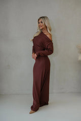 Jane Ruched Sleeve Maxi Dress-Metallic Copper
