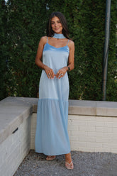 Frida Chiffon Maxi Dress-Blue