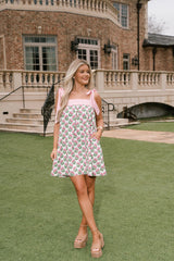 Liz Floral Babydoll Mini Dress-Pink