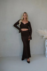Stella Lace Maxi Skirt Set-Brown
