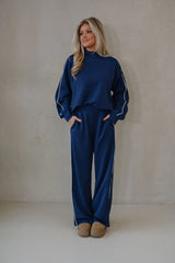 Piper Scuba Pants Set-Navy/Cream