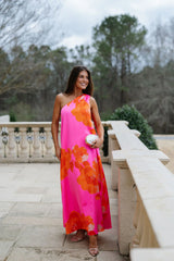 Glena Floral Maxi Dress-Pink/Orange