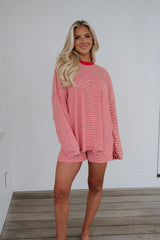 Arrington Striped Shorts-Red