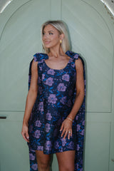 Bella Jacquard Mini Dress-Navy