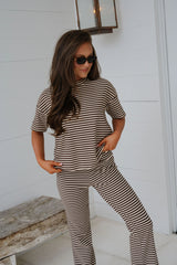 Dylan Striped Pants Set-Chocolate
