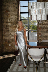 Elegant Maxi Party Dress-Silver