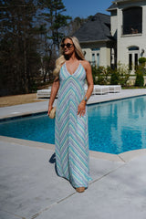 Crochet Braid Maxi Dress-Aqua Multi