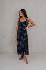Rory Scoop Neck Midi Dress-Navy