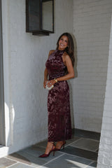 Niki Halter Neck Top-Burgundy