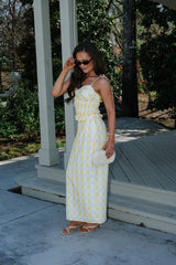 Collier Gingham Skirt Set-Yellow/White