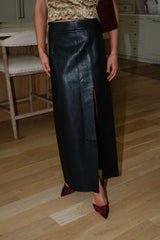 Lennon Faux Leather Maxi Skirt-Black