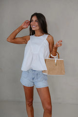 Quinn Poplin Top-Off White