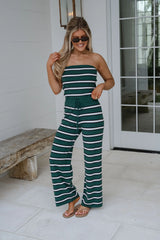 Marie Striped Pants Set-Green/White