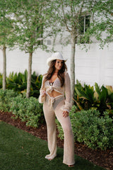 Crochet Cover Up Pants Set-Natural