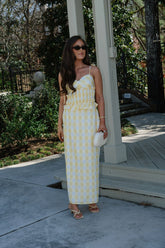 Collier Gingham Skirt Set-Yellow/White