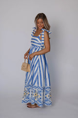 Chloe Striped Maxi Dress-Blue Multi
