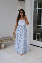 Rome Striped Maxi Dress-Blue