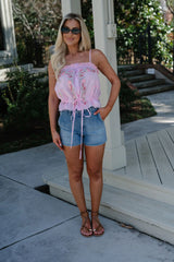 Mattie Poplin Top-Candy Pink