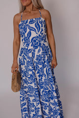 Athena Maxi Dress-White/Blue