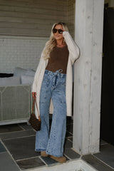 Oversized Washed Wide Leg Pants-Denim