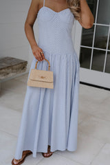 Sweetheart Striped Maxi Dress-Light Blue