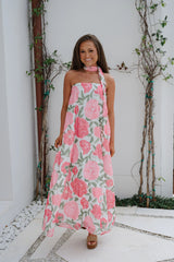 Sylvie Floral Scarf Maxi Dress-Pink