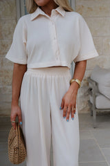 Duston Pleated Pants Set-Cream