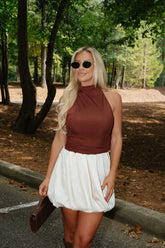 Anderson Ruched Top-Chocolate