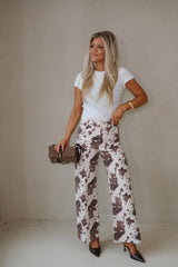 Francie Printed Pants-Brown Multi