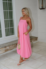 Bubble Hem Midi Dress- Bubble Gum