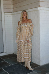 OTS Striped Maxi Dress-Brown/Ivory